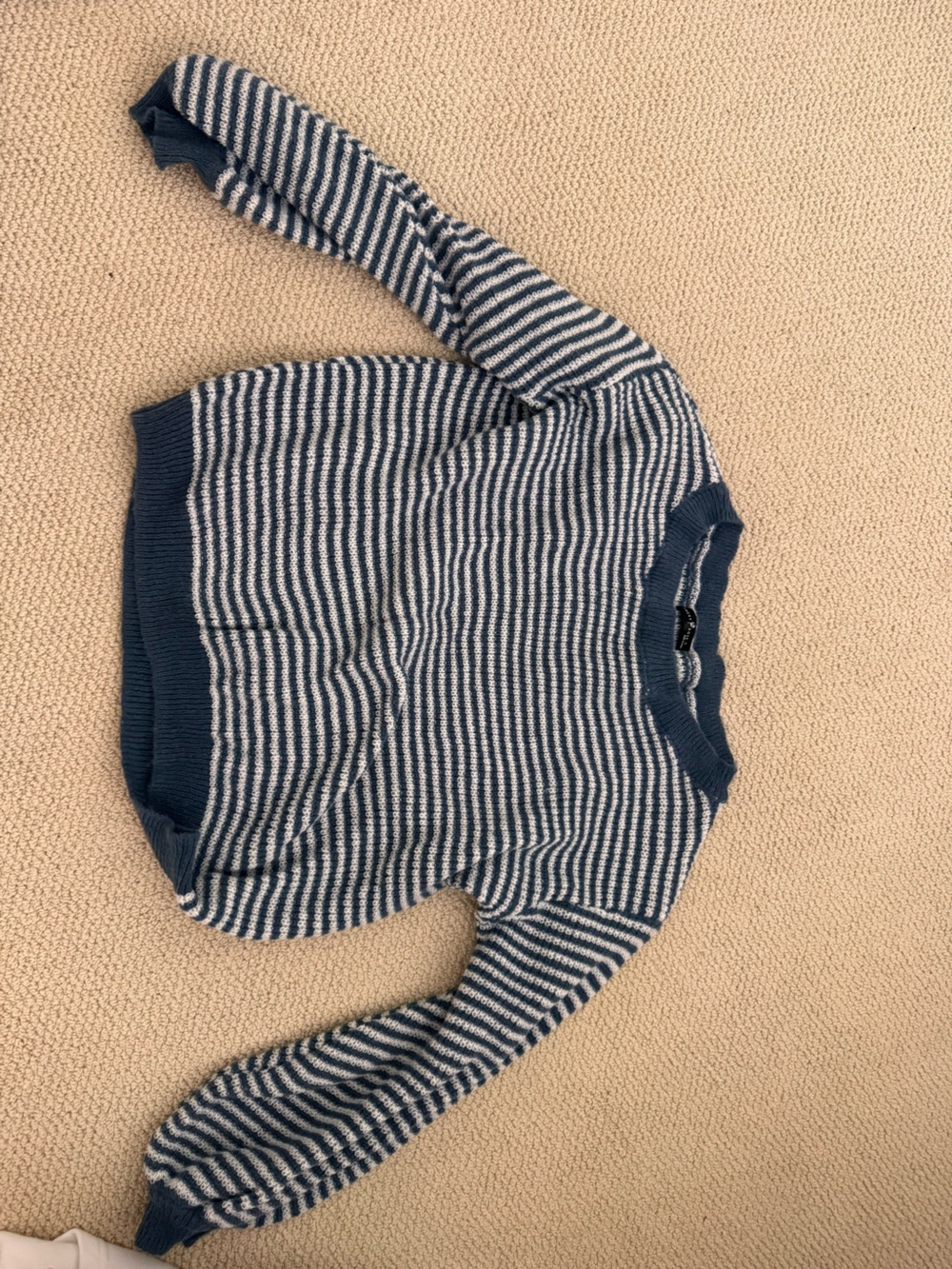 SHEIN Navy and White Striped Knit Sweater